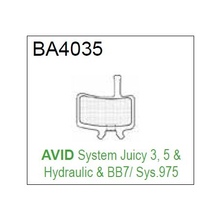 BRAKE AUTHORITY BA4035B - AVID JUICY 3 5 7 ULTIMATE BB 7 BRAKE PADS MTB BURLY