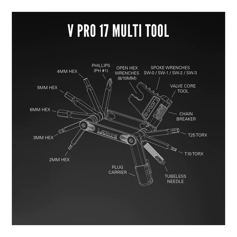LEZYNE MULTI TOOLS - VPRO17 - BLACK