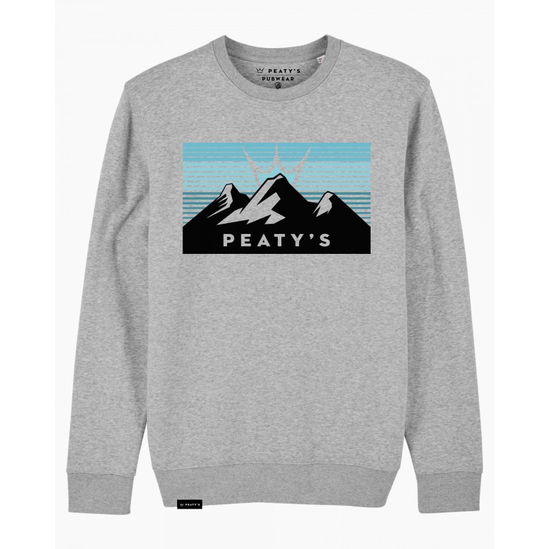 Peaty's AW24 PubWear Crew Jumper - 3 Peaks Sunrise / Heather Grey - Small