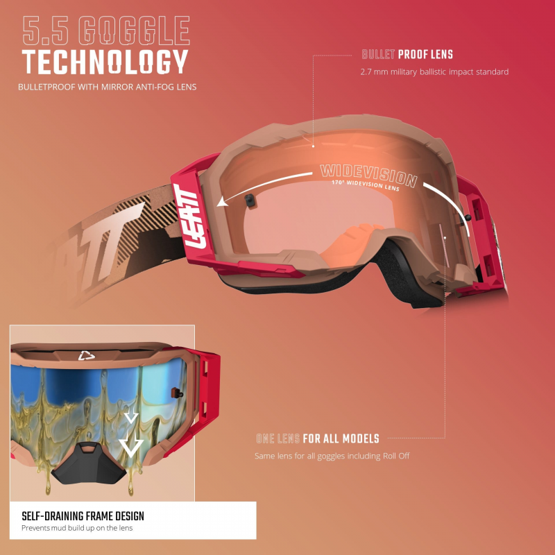 LEATT Goggle Velocity 5.5 Cheetah Clear 83 VLT