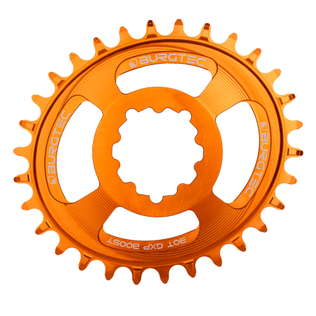 BURGTEC GXP Oval Boost 3mm Offset Thick Thin Chainring ­ 32T ­ Iron Bro Orange