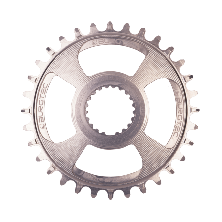 BURGTEC Shimano Direct Mount Thick Thin Chainring ­ 34T ­ Rhodium Silver