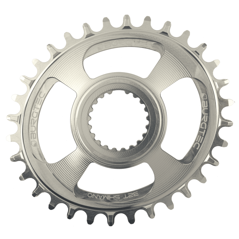 BURGTEC Oval Shimano Direct Mount Thick Thin Chainring - 32T - Rhodium Silver