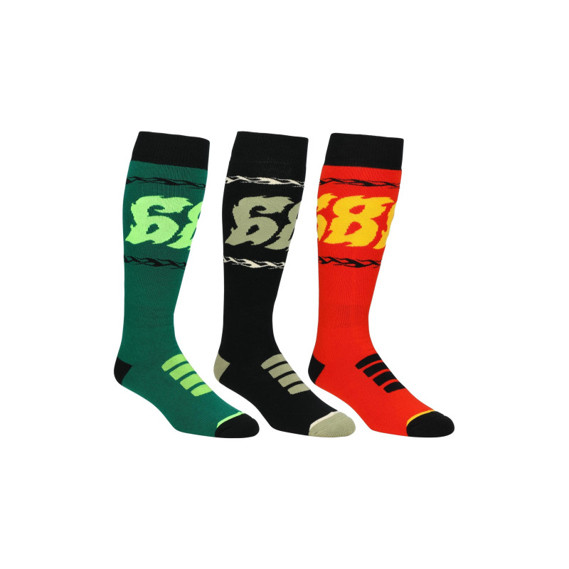686 Flame Socks 3-Pack Assorted