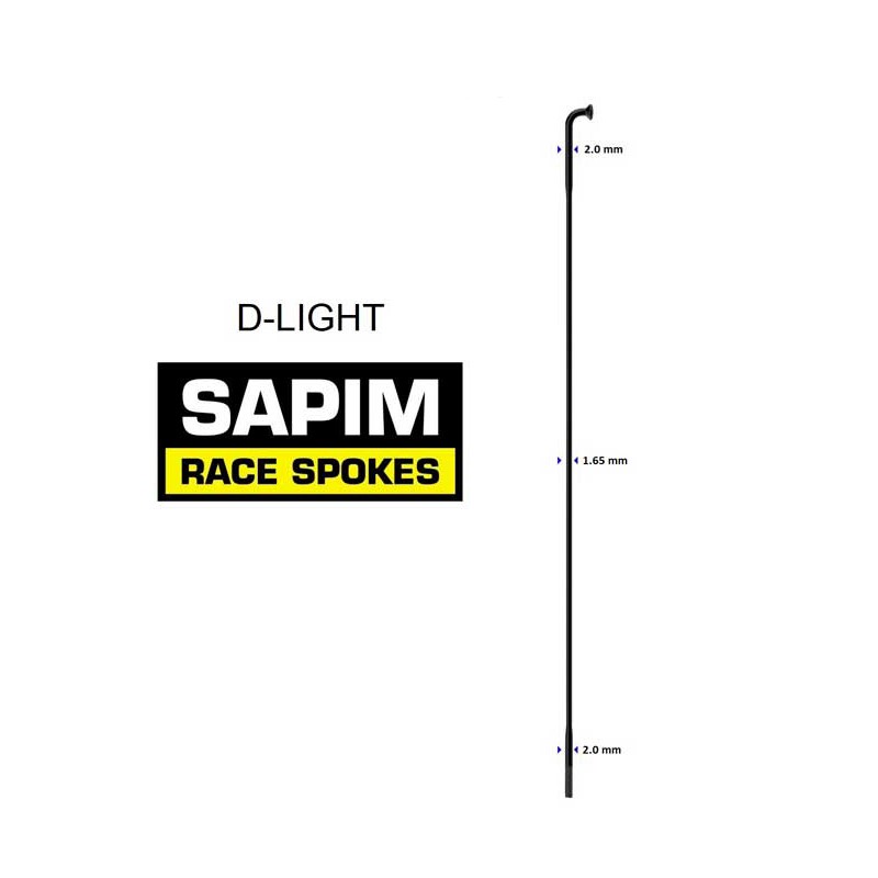 SAPIM D-light Spokes 286mm J-Bend Black + 12mm Nipple Polyax Box Per 100