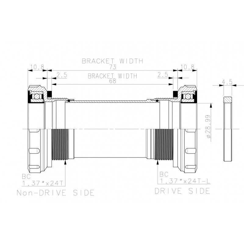 BLACK PEAK BOTTOM BRACKET BSA SRAM DUB Ø28.99