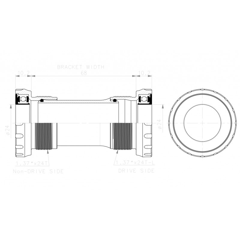 BLACK PEAK BOTTOM BRACKET BSA SHIMANO 24mm AXLE