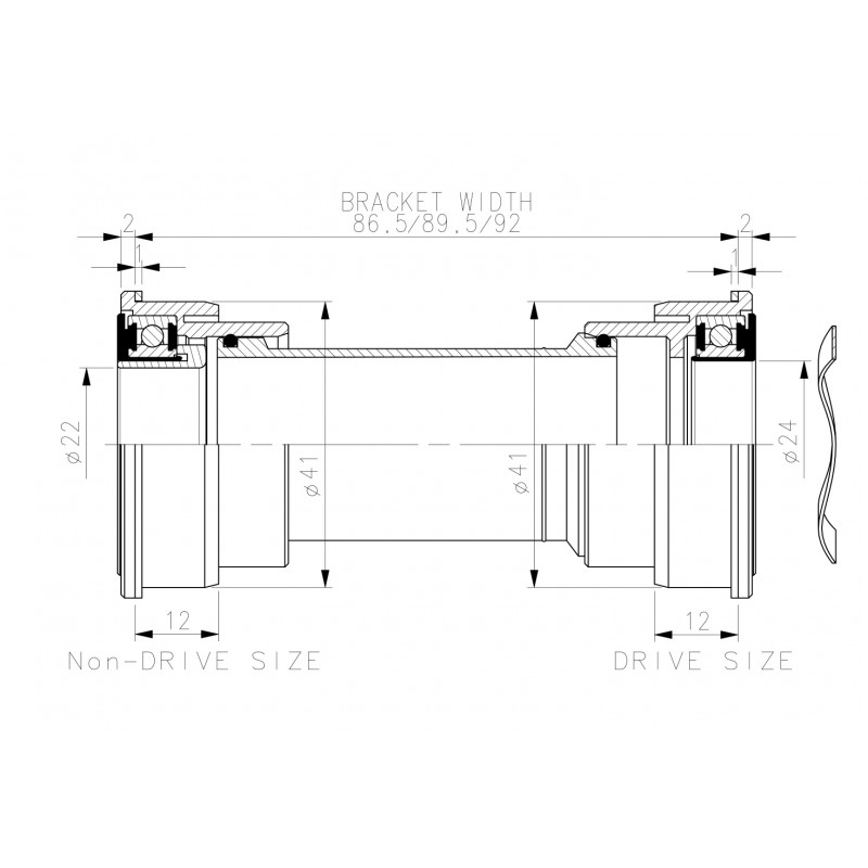 BLACK PEAK BOTTOM BRACKET BB92 SRAM 22/24mm AXLE