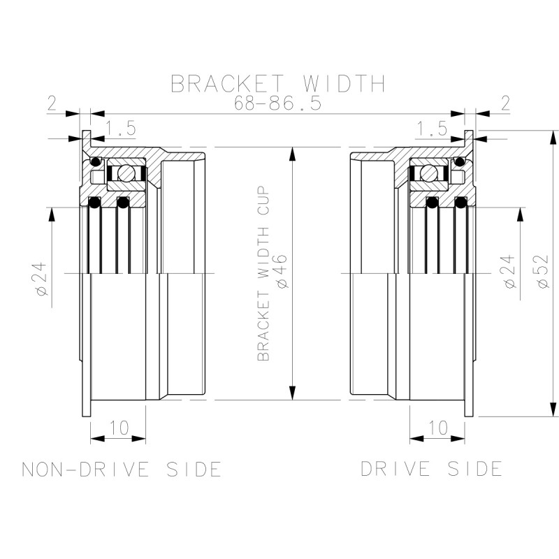 BLACK PEAK BOTTOM BRACKET PF30 SHIMANO 24mm AXLE