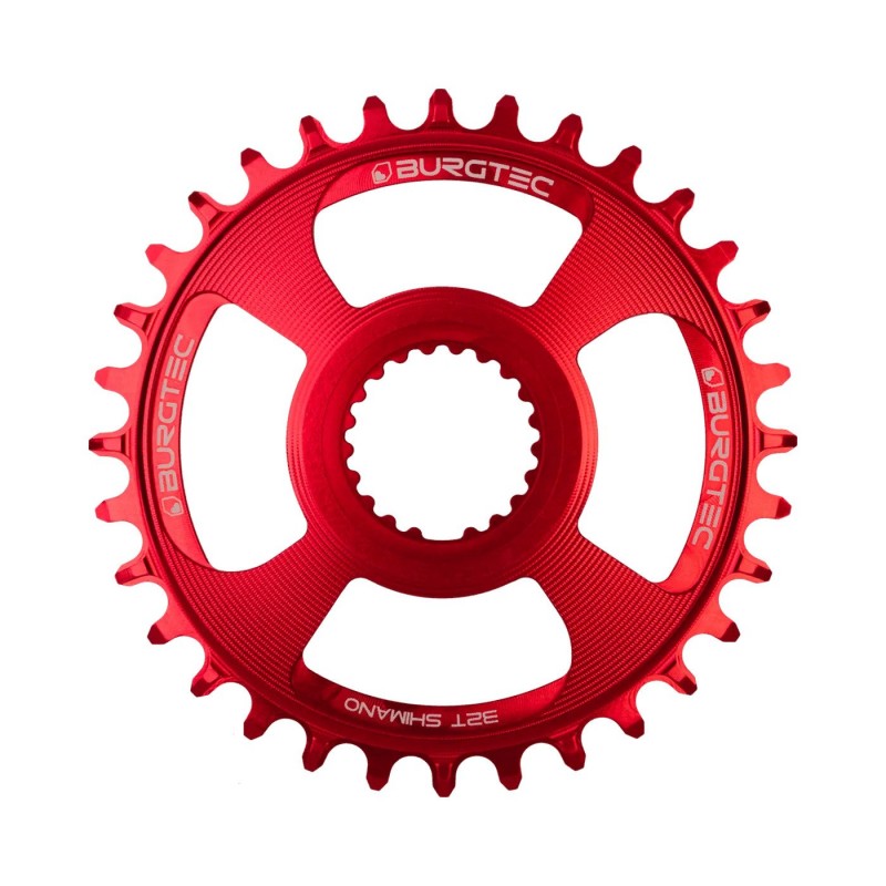 BURGTEC Shimano Direct Mount Thick Thin Chainring - 32T - Race Red