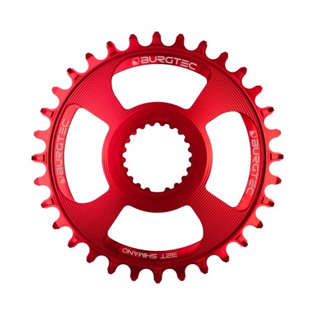 BURGTEC Shimano Direct Mount Thick Thin Chainring - 32T - Race Red